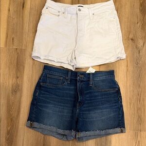 J. Crew White and Dark Blue Jean Shorts
